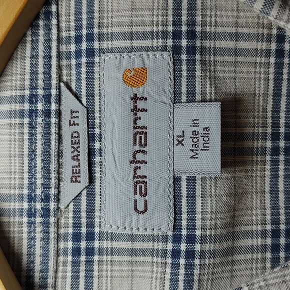 Mens Carhartt short sleeve button up Plaid polo shirt size XL relaxed Fit - Picture 6 of 6